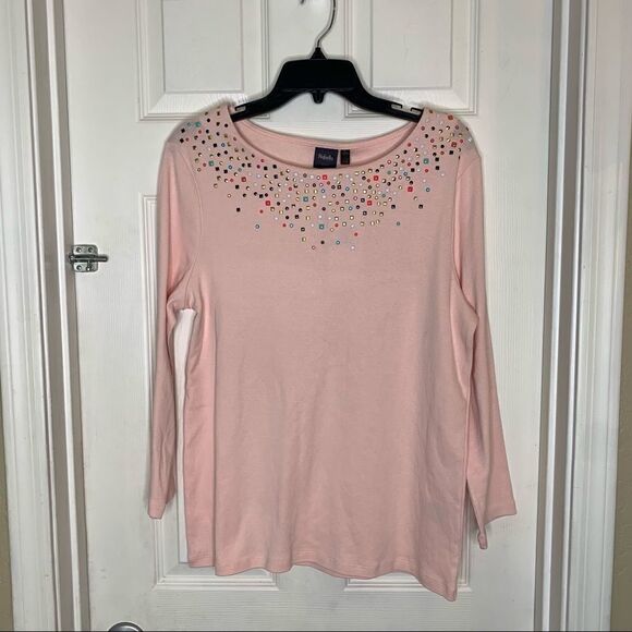 Rafaella Jeweled Top Size XL Chintz Rose Color - Picture 2 of 11
